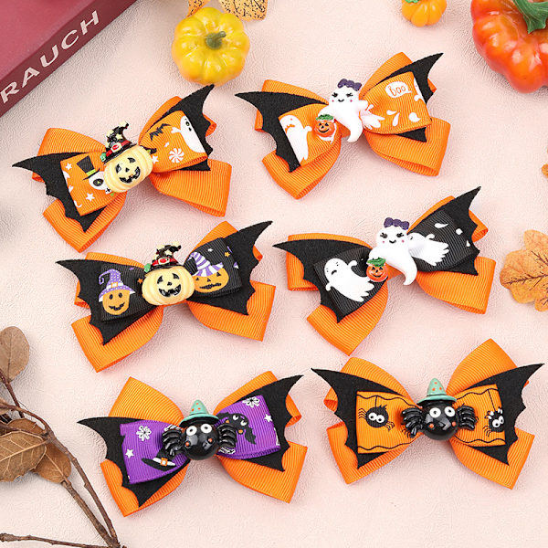 Halloween Børne Hårnåle, Edderkop Net Trykt Bat Ving Sløjfe Hårnåle