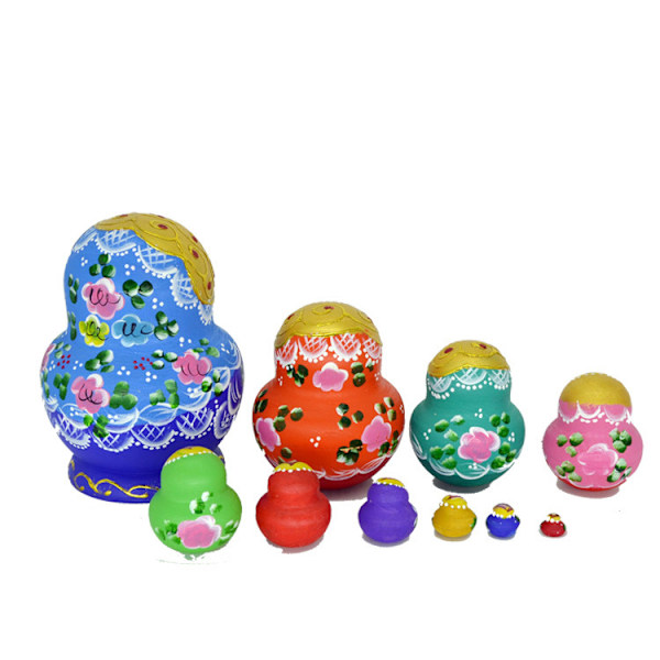 Nesting Dolls, 10 stycken, Serie av ryska Matryoshka D