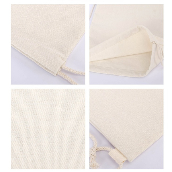 1 st (beige) Bomullsbagar 34 x 39 cm med dragsko, Förvaring av små tygväskor för barns födelsedagar - Hållbar DIY-souvenir Natu A