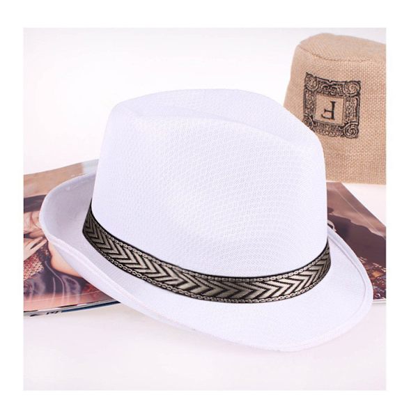 Hvid cylinderhat, herre- og damehatte, udendørs jazzhatte, A