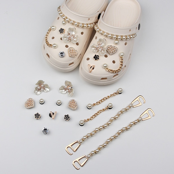 14 stk. 3D Perle-Sandal-Smykker, Sko-Charms, Søde Sko-Smykker til Klogsko, Sandaler, Armbånd, DIY