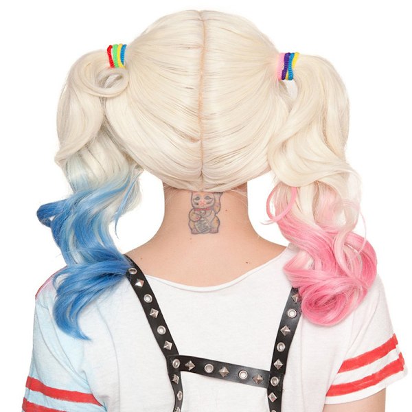 Comics - polyester Harley Quinn paryk (voksen) To dyner: en pink og en blå