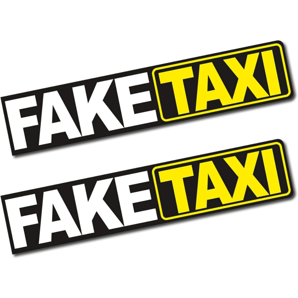 2 klistremerker med skriften "Faketaxi" på 13 x 2,7 cm, holografisk effekt, for biler, motorsykler, busser og tilhengere, biltilbehør