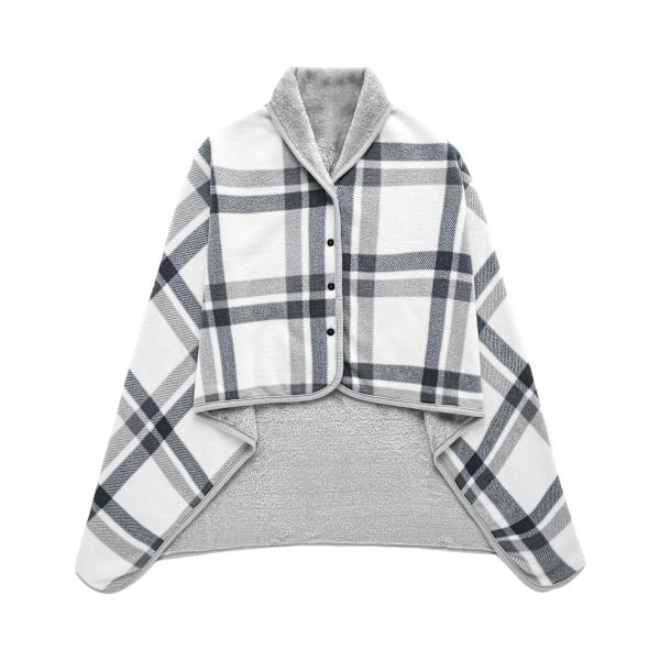 Naisten fleece poncho ruudullinen fleece huivi talvi lämmin viitta Bu G