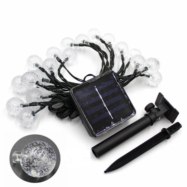 (Varmt Hvit) Utendørs Solcelle Boble Ball Lyslenke, 30 LED Lys, 8 Moduser, Egnet for Hage, Hage, Jul, E