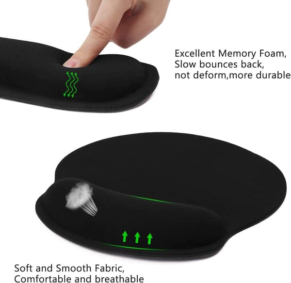 Ergonomisk musepude og håndledsstøtte til tastatur, memory foam håndledsstøtte
