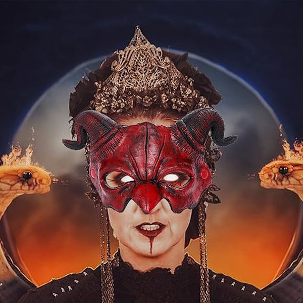 Halloween Halv Ansikts Läskig Djur Mask,Karneval Demon Mask Får Horn Spöke Djävul Grimas,Påsk Skräck