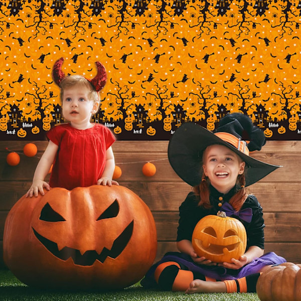 （1）2 kappaletta Halloween-pöytäliina Halloween-kauhupöytäliina Vedenpitävä Suorakulmainen Halloween-koriste