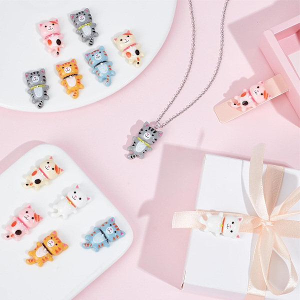 60 stk. Katte Flatbcaks Dyr Resin Cabochons Resin Katte Charms Dyr Flatback Charms Kæledyr Katte Dyr