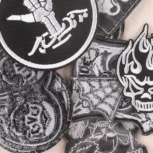 16 stk. Tøjlaver (kranie/punk) Sy-laver Stryge-laver Broderilaver Strygeapplikationer til tøj,
