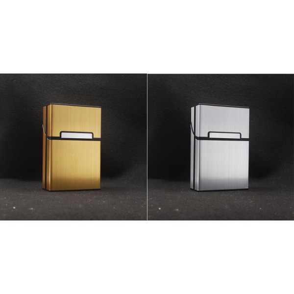 (guld+silver) Cigarettlåda i aluminium Flip Cover Håll 20 cigarett