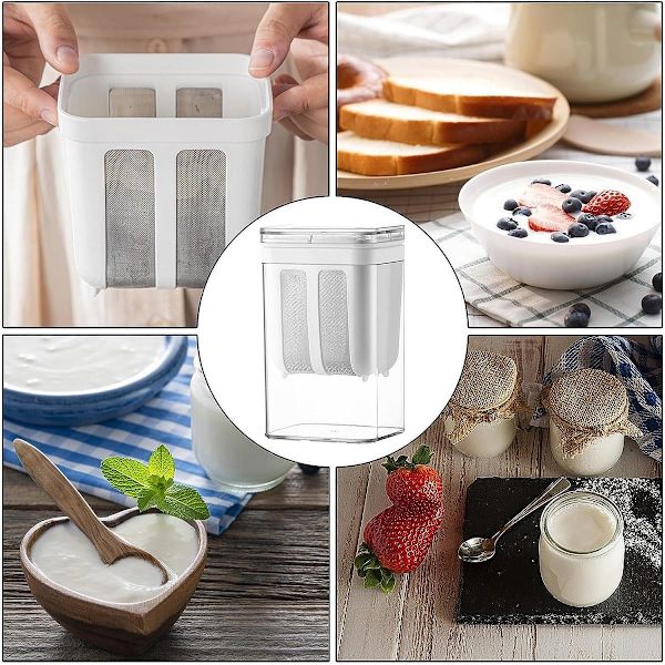 Grekisk yoghurt sil, yoghurtmaskin 1100 ml vassleavskiljare med finmaskigt rostfritt stål