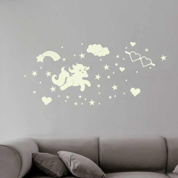 Enhörning Glow-in-the-dark Stars Tak Måne och Lysande Stjärnor St