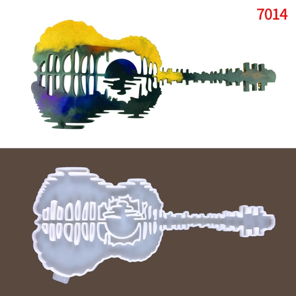 Solnedgångsgitarrhartsformar, abstrakta gitarrsilikonformar för gjutning av harts