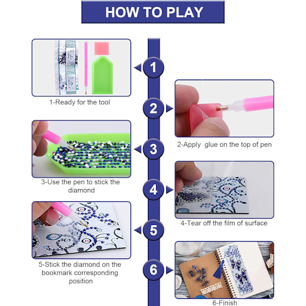 5D Diamantmålning Kit (Fjäril), DIY Diamantmålning Bokmärken, Diamantbroderi Bokmärkeskit med Läder M