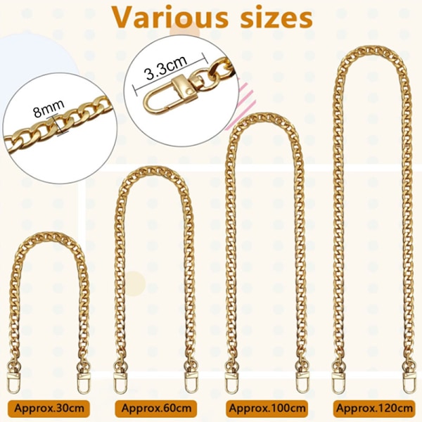 4 stykker håndtaskekædesæt, metaludskiftningskæde, udskiftning