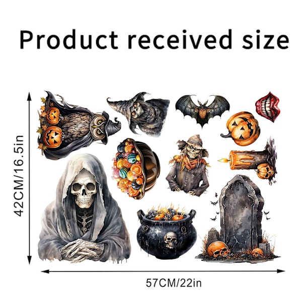 2024 Halloween nya pumpa skalle uggla väggdekaler M