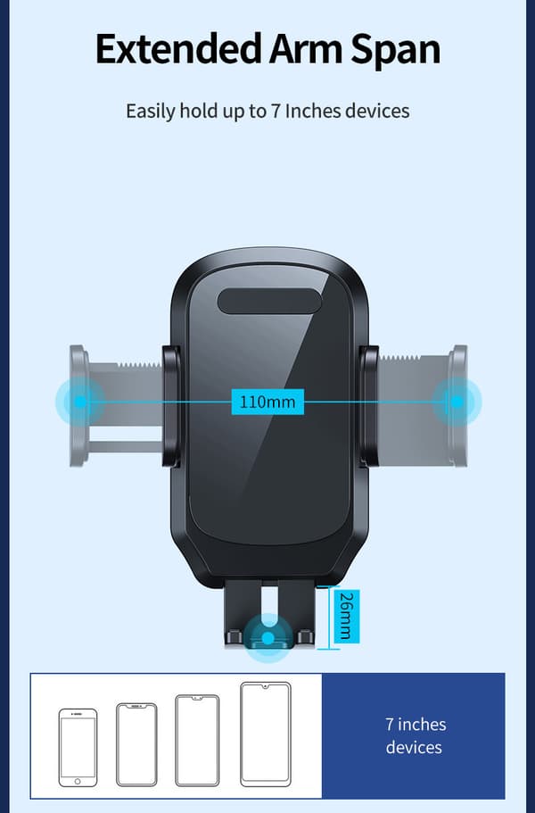 Biltelefonholder, ventilations-biltelefonholder med 360° rotation