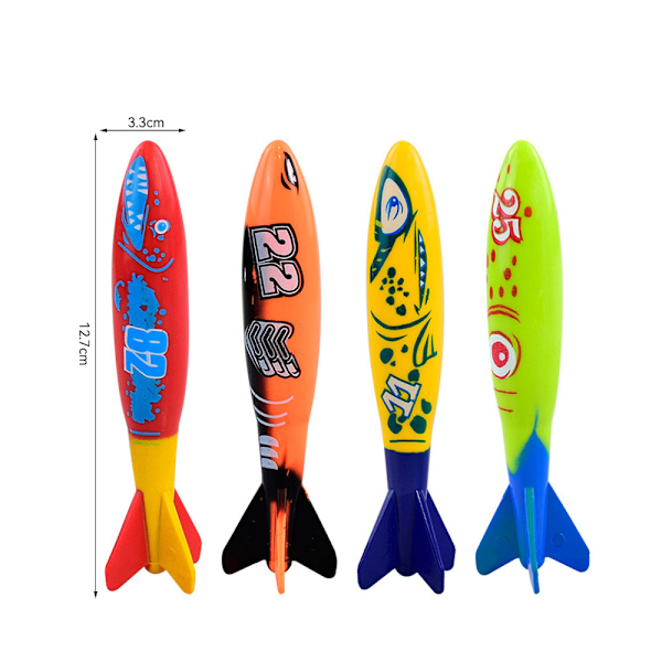 Leksaker för dykning i sommarpoolen (4 diving torpedoes)
