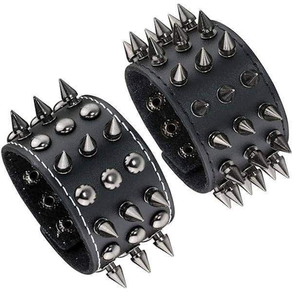 Rock Punk Gothic Manchet Armbånd Knapper Nitte Pig Sort Biker Mand