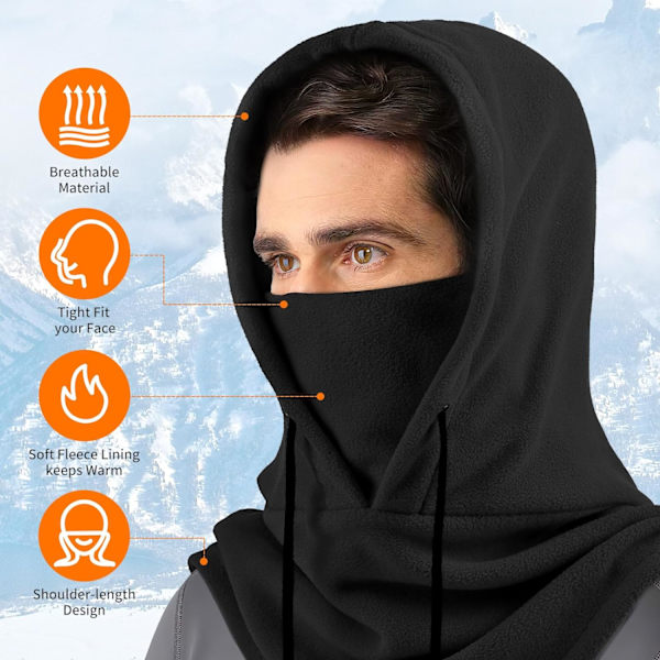 Musta Balaclava-hattu Balaclava-hiihtomaskit Fleece Monitoiminen