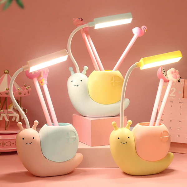 Blå - Sød LED Natlampe til Børn - Kawaii Skrivebordslampe - Fleksibel Svanehals - til Pigers Soveværelse - Dekorativ Gave