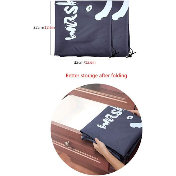 Grå Vaskesekk, Sett med 2 Store Foldbare Vaskesekker R Bag Q