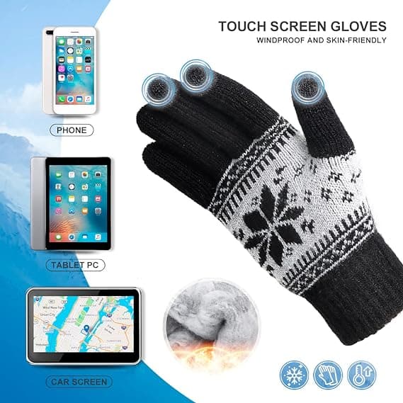 Vinter Touch Screen Handsker Sne Blomsterprint Hold Varm til Kvinder og Mænd-1