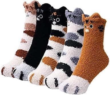 5 par fluffiga katt tass strumpor, katt klo strumpor, dam vinterstrumpa