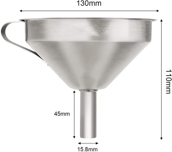 Rustfritt stål trakter 5 tommer / 13 cm kjøkkentrakt med filter