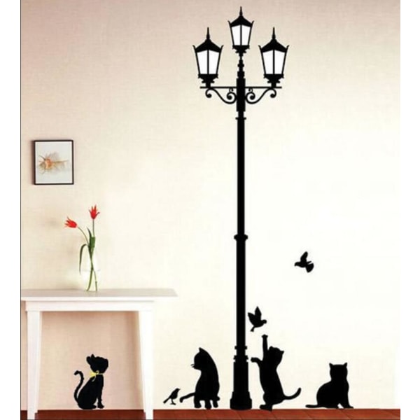 Cats Under A Floor Lamp Wall Stickers + Cat Wall Sticker for Cre