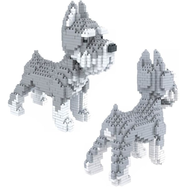 880 brikker. Schnauzer hund. Figur å sette sammen med nanoblocks O