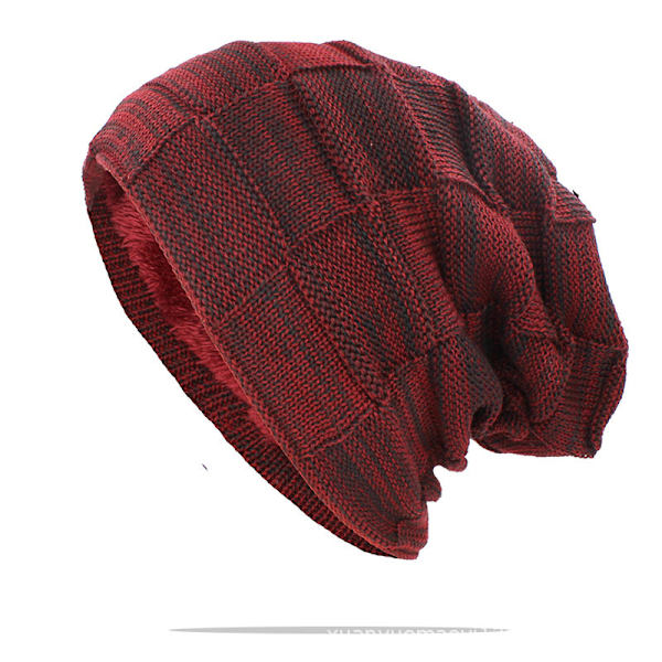 Dam vinter mössa slouch beanie ull mössa med varm fleecefoder