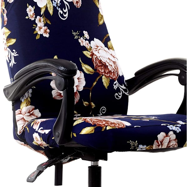 (Medium) Peony Print Kontorsstol Överdrag, Elastisk Dator Universal Boss Modern Enkel Sty