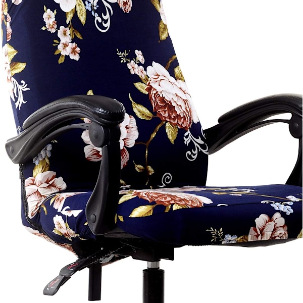 (Stor) Peony Print Kontorstoltrekk, Elastisk Datamaskin Universal Boss Moderne Enkel Stil