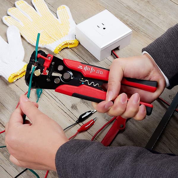 (Rød) 5-i-1 Selvjusterende Wire Stripper, Wire Crimping Tool, Wire Tang for Stripping, Kapping, C