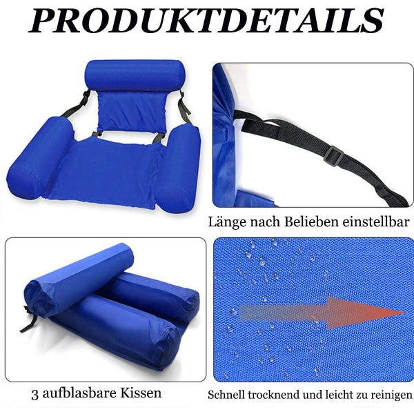 Simstol för pool, uppblåsbar simstol, uppblåsbar s