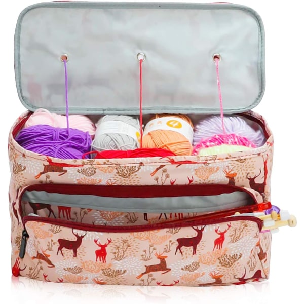 （farve 1） Strikkepose garnopbevaringspose til hækling og taske, uld