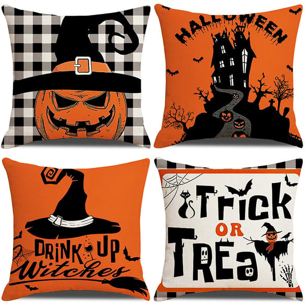 4-pack Halloween Kuddfodral Amazon Cross Border Linne Svart