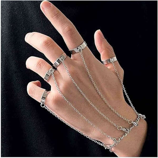 Boho Lagdelt Finger Ring Armbånd Sølv Slave Armbånd Vintage T
