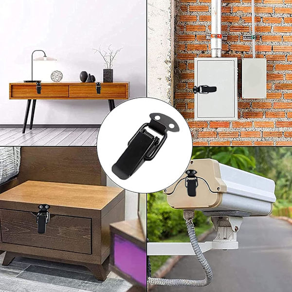 10 stk fjærhasp spak lås veksle, rustfritt stål låsbart spak lås, svart skuff skap bryst verktøy bryst