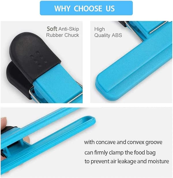 Matposeklips, 9 stk. Plastmatposeklips for åpne poser/kaffeposer