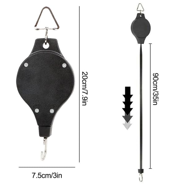 2-pack växtståltrådshjul Retractable Pulley Plant Hanger