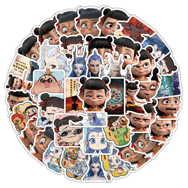 80 Nezha emoji-klistremerker, populære vanntette klistremerker for barn, tenåringer, bærbare datamaskiner, vannflasker, søt mote