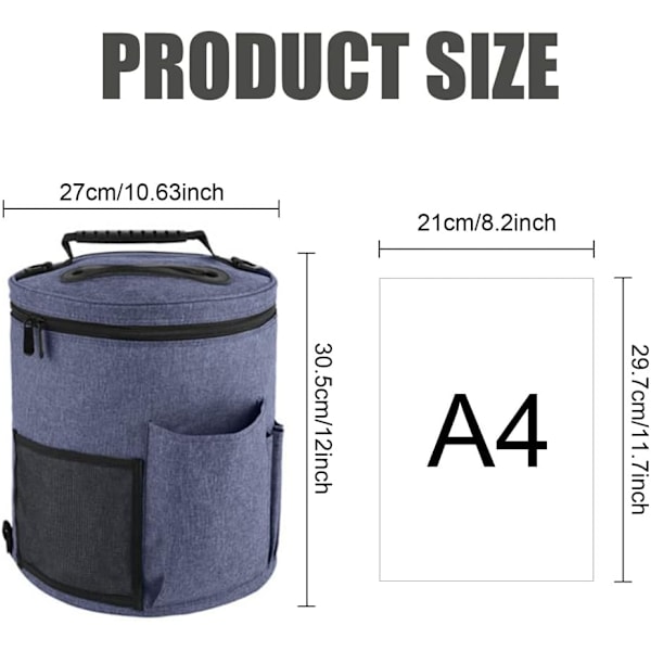 (Blå) Strikkepose Garn Opbevaringspose Stor Garn Organizer Tote Taske