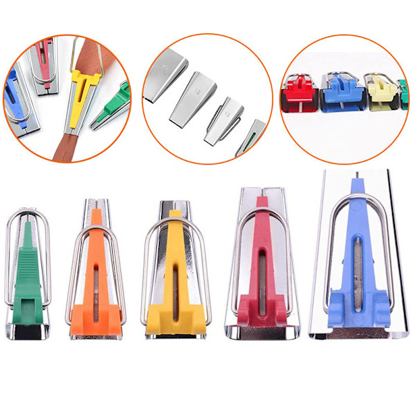 Bias Tape Maker Set 6MM/9MM/12MM/18MM/25MM 5 størrelser DIY Quilting B