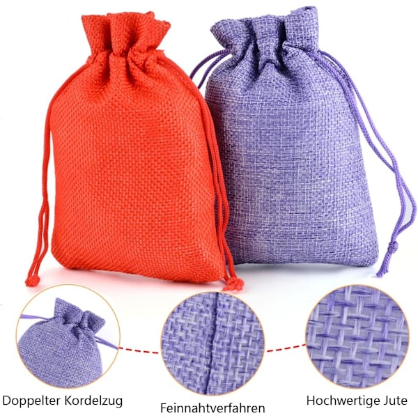 (Tilfældig Farve S) 50 stk. 7x9cm Trækpose Juteposer Små Juteposer Julekalender Smykker Bryllup Fest Jul G D