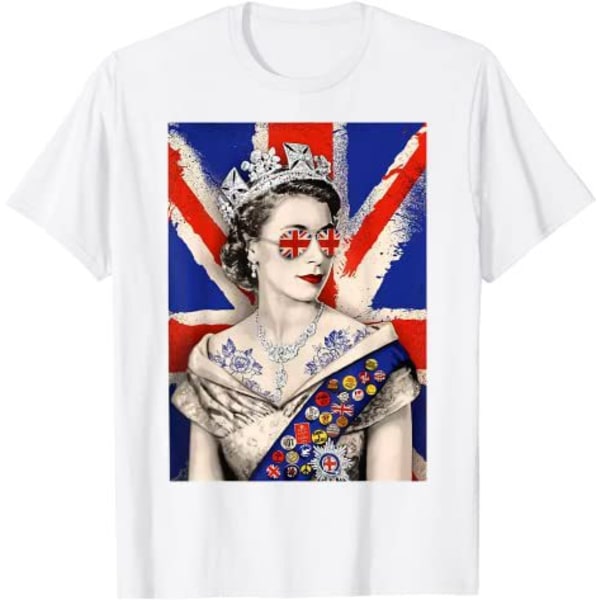 Elizabeth II solbriller T-shirt britiske dronning Elizabeth II rund hals T-shirt