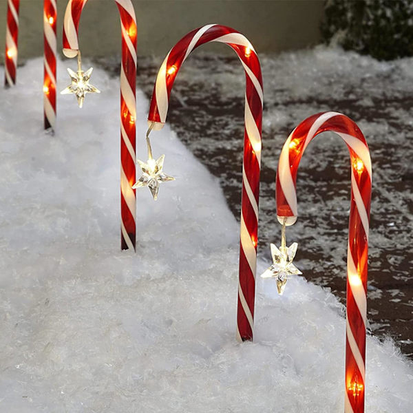 8 stk Julepepperkaker Lys Utenfor, LED Julepepperkaker Lys, Solcellehage Lys, Julefest Dekor D