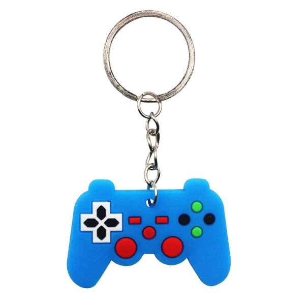 (blå) 2 stk. Gamepad nøglering Assorterede modeller Silikon nøgleringe Brugt til børnedag gavepose bilnøgleringe A